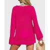 imagePRETTYGARDEN Womens Swimsuit Cover Up Long Sleeve Knit Crochet Bathing Suit Swimwear Beach Dress Summer Vacation OutfitsRose Red