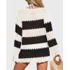 imagePRETTYGARDEN Womens Swimsuit Cover Up Long Sleeve Knit Crochet Bathing Suit Swimwear Beach Dress Summer Vacation OutfitsStriped Black White