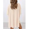 imagePRETTYGARDEN Womens Two Piece Lounge Set 2025 Summer Casual Oversized Shirts Biker Shorts Matching Airport Travel OutfitBeige