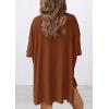 imagePRETTYGARDEN Womens Two Piece Lounge Set 2025 Summer Casual Oversized Shirts Biker Shorts Matching Airport Travel OutfitBrown