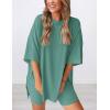 imagePRETTYGARDEN Womens Two Piece Lounge Set 2025 Summer Casual Oversized Shirts Biker Shorts Matching Airport Travel OutfitFruit Green