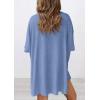 imagePRETTYGARDEN Womens Two Piece Lounge Set 2025 Summer Casual Oversized Shirts Biker Shorts Matching Airport Travel OutfitGrey Blue