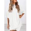 imagePRETTYGARDEN Womens Two Piece Lounge Set 2025 Summer Casual Oversized Shirts Biker Shorts Matching Airport Travel OutfitWhite