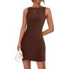 imagePRETTYGARDEN Summer Dresses for Women 2025 Sleeveless Bodycon Mini Sundress Casual Short Wedding Guest DressDark Khaki