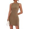 imagePRETTYGARDEN Summer Dresses for Women 2025 Sleeveless Bodycon Mini Sundress Casual Short Wedding Guest DressLight Khaki