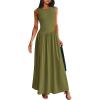 imagePRETTYGARDEN Womens Maxi Sundress Casual Summer 2025 Sleeveless Asymmetrical Drop Waist Patchwork Long Flowy Tank DressesArmy Green