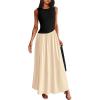 imagePRETTYGARDEN Womens Maxi Sundress Casual Summer 2025 Sleeveless Asymmetrical Drop Waist Patchwork Long Flowy Tank DressesBeige Black