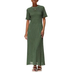 imagePRETTYGARDEN Womens Eyelet Cover Up Dress 2025 Summer Vacation Resort Maxi Dresses Beach Short Sleeve Hollow Out SundressArmy Green