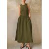 imagePRETTYGARDEN Women Maxi Dresses 2025 Summer Casual Sleeveless Patchwork Knit Tank Dress Flowy Beach Sundress Long DressArmy Green