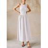 imagePRETTYGARDEN Women Maxi Dresses 2025 Summer Casual Sleeveless Patchwork Knit Tank Dress Flowy Beach Sundress Long DressBeige White