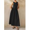 imagePRETTYGARDEN Women Maxi Dresses 2025 Summer Casual Sleeveless Patchwork Knit Tank Dress Flowy Beach Sundress Long DressBlack