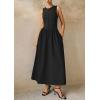 imagePRETTYGARDEN Women Maxi Dresses 2025 Summer Casual Sleeveless Patchwork Knit Tank Dress Flowy Beach Sundress Long DressBlack