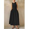 imagePRETTYGARDEN Women Maxi Dresses 2025 Summer Casual Sleeveless Patchwork Knit Tank Dress Flowy Beach Sundress Long DressBlack