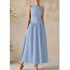 imagePRETTYGARDEN Women Maxi Dresses 2025 Summer Casual Sleeveless Patchwork Knit Tank Dress Flowy Beach Sundress Long DressLight Blue