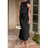 imagePRETTYGARDEN Womens 2025 Summer Satin Dress Elegant Sleeveless Mock Neck Cocktail Party Maxi DressesBlack