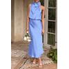 imagePRETTYGARDEN Womens 2025 Summer Satin Dress Elegant Sleeveless Mock Neck Cocktail Party Maxi DressesBlue