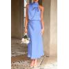 imagePRETTYGARDEN Womens 2025 Summer Satin Dress Elegant Sleeveless Mock Neck Cocktail Party Maxi DressesBlue
