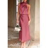 imagePRETTYGARDEN Womens 2025 Summer Satin Dress Elegant Sleeveless Mock Neck Cocktail Party Maxi DressesBrick Red