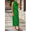 imagePRETTYGARDEN Womens 2025 Summer Satin Dress Elegant Sleeveless Mock Neck Cocktail Party Maxi DressesBright Green