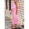 imagePRETTYGARDEN Womens 2025 Summer Satin Dress Elegant Sleeveless Mock Neck Cocktail Party Maxi DressesBright Pink
