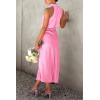 imagePRETTYGARDEN Womens 2025 Summer Satin Dress Elegant Sleeveless Mock Neck Cocktail Party Maxi DressesBright Pink