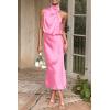 imagePRETTYGARDEN Womens 2025 Summer Satin Dress Elegant Sleeveless Mock Neck Cocktail Party Maxi DressesBright Pink