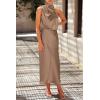 imagePRETTYGARDEN Womens 2025 Summer Satin Dress Elegant Sleeveless Mock Neck Cocktail Party Maxi DressesChampagne
