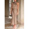 imagePRETTYGARDEN Womens 2025 Summer Satin Dress Elegant Sleeveless Mock Neck Cocktail Party Maxi DressesChampagne
