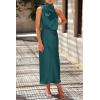 imagePRETTYGARDEN Womens 2025 Summer Satin Dress Elegant Sleeveless Mock Neck Cocktail Party Maxi DressesDark Green