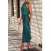 imagePRETTYGARDEN Womens 2025 Summer Satin Dress Elegant Sleeveless Mock Neck Cocktail Party Maxi DressesDark Green