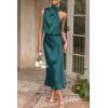 imagePRETTYGARDEN Womens 2025 Summer Satin Dress Elegant Sleeveless Mock Neck Cocktail Party Maxi DressesDark Green