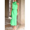 imagePRETTYGARDEN Womens 2025 Summer Satin Dress Elegant Sleeveless Mock Neck Cocktail Party Maxi DressesGrass Green