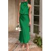 imagePRETTYGARDEN Womens 2025 Summer Satin Dress Elegant Sleeveless Mock Neck Cocktail Party Maxi DressesGreen