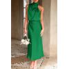 imagePRETTYGARDEN Womens 2025 Summer Satin Dress Elegant Sleeveless Mock Neck Cocktail Party Maxi DressesGreen