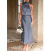 imagePRETTYGARDEN Womens 2025 Summer Satin Dress Elegant Sleeveless Mock Neck Cocktail Party Maxi DressesGrey Blue