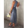 imagePRETTYGARDEN Womens 2025 Summer Satin Dress Elegant Sleeveless Mock Neck Cocktail Party Maxi DressesGrey Blue