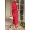 imagePRETTYGARDEN Womens 2025 Summer Satin Dress Elegant Sleeveless Mock Neck Cocktail Party Maxi DressesRed