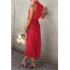 imagePRETTYGARDEN Womens 2025 Summer Satin Dress Elegant Sleeveless Mock Neck Cocktail Party Maxi DressesRed