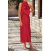 imagePRETTYGARDEN Womens 2025 Summer Satin Dress Elegant Sleeveless Mock Neck Cocktail Party Maxi DressesRed
