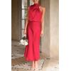 imagePRETTYGARDEN Womens 2025 Summer Satin Dress Elegant Sleeveless Mock Neck Cocktail Party Maxi DressesRed