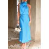 imagePRETTYGARDEN Womens 2025 Summer Satin Dress Elegant Sleeveless Mock Neck Cocktail Party Maxi DressesSky Blue