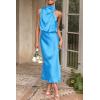 imagePRETTYGARDEN Womens 2025 Summer Satin Dress Elegant Sleeveless Mock Neck Cocktail Party Maxi DressesSky Blue