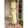 imagePRETTYGARDEN Womens 2025 Summer Satin Dress Elegant Sleeveless Mock Neck Cocktail Party Maxi DressesTender Green