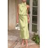 imagePRETTYGARDEN Womens 2025 Summer Satin Dress Elegant Sleeveless Mock Neck Cocktail Party Maxi DressesTender Green