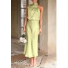 imagePRETTYGARDEN Womens 2025 Summer Satin Dress Elegant Sleeveless Mock Neck Cocktail Party Maxi DressesTender Green