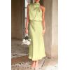 imagePRETTYGARDEN Womens 2025 Summer Satin Dress Elegant Sleeveless Mock Neck Cocktail Party Maxi DressesTender Green