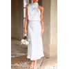 imagePRETTYGARDEN Womens 2025 Summer Satin Dress Elegant Sleeveless Mock Neck Cocktail Party Maxi DressesWhite