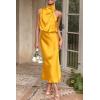 imagePRETTYGARDEN Womens 2025 Summer Satin Dress Elegant Sleeveless Mock Neck Cocktail Party Maxi DressesYellow