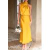 imagePRETTYGARDEN Womens 2025 Summer Satin Dress Elegant Sleeveless Mock Neck Cocktail Party Maxi DressesYellow