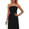 imagePRETTYGARDEN Womens Strapless Wedding Guest Dresses 2025 Summer Trendy Elegant Smocked Tube Top Maxi Long Flowy SundressBlack